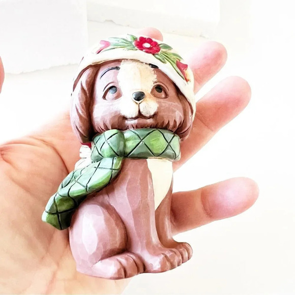 Jim Shore Mini Christmas Puppy Carved Figure 2009‎ New Box Enesco Collectible - Picture 5 of 9